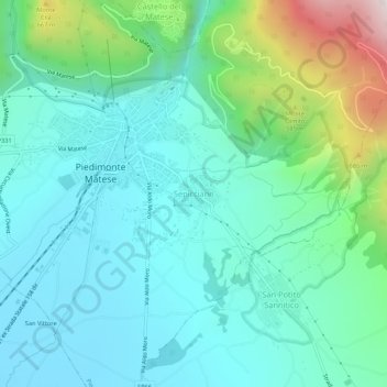 Mapa topográfico Sepicciano, altitude, relevo