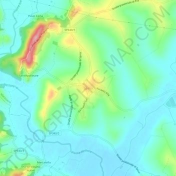 Mapa topográfico Spina, altitude, relevo