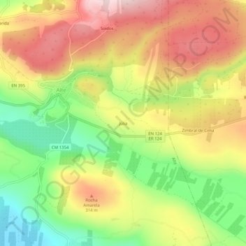 Mapa topográfico Júlia, altitude, relevo