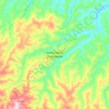 Mapa topográfico Santa María Chiquimula, altitude, relevo