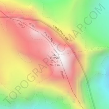 Mapa topográfico Himal Chuli, altitude, relevo