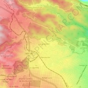 Mapa topográfico Lucas Martín, altitude, relevo