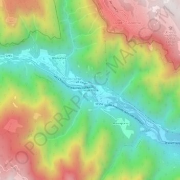 Mapa topográfico Ponte Posta, altitude, relevo