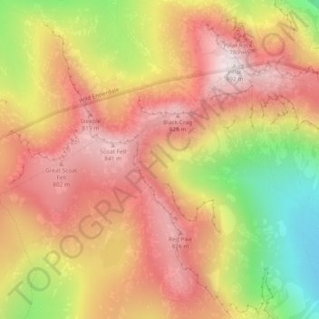 Mapa topográfico Black Comb, altitude, relevo