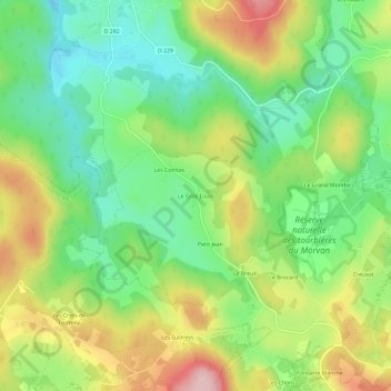 Mapa topográfico Le Gros Louis, altitude, relevo