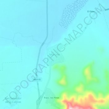 Mapa topográfico Morcillo, altitude, relevo