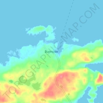Mapa topográfico Burnside, altitude, relevo