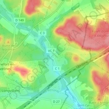 Mapa topográfico La Bâte, altitude, relevo