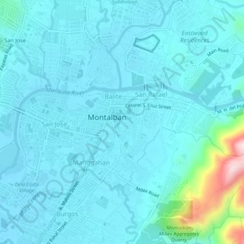 Mapa topográfico Geronimo, altitude, relevo