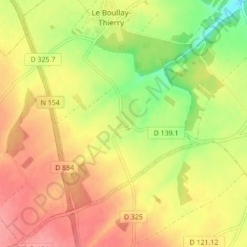 Mapa topográfico Minières, altitude, relevo