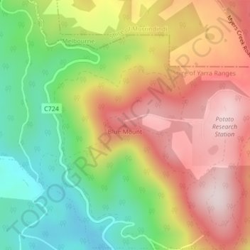 Mapa topográfico Blue Mount, altitude, relevo