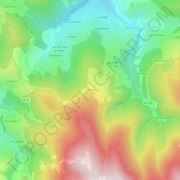 Mapa topográfico La Roche, altitude, relevo