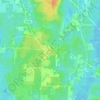 Mapa topográfico Live Oak, altitude, relevo
