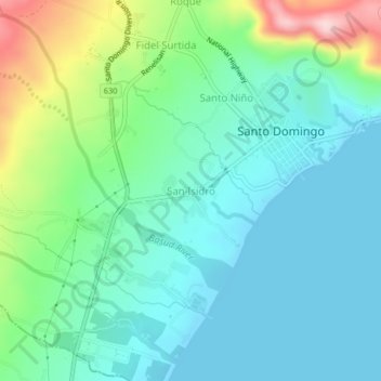 Mapa topográfico San Isidro, altitude, relevo
