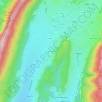 Mapa topográfico Les Gonnets, altitude, relevo