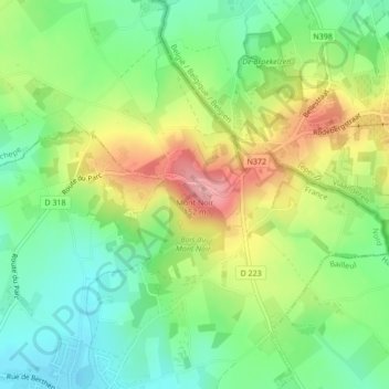 Mapa topográfico Mont Noir, altitude, relevo