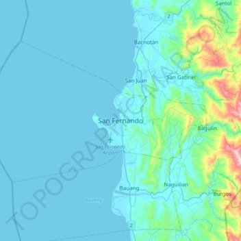 Mapa topográfico San Fernando, altitude, relevo