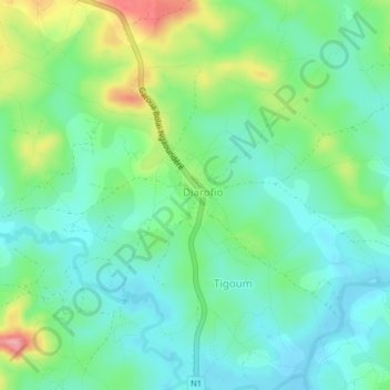 Mapa topográfico Djouzami, altitude, relevo