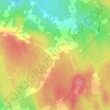 Mapa topográfico Geary, altitude, relevo