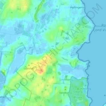 Mapa topográfico Østby, altitude, relevo