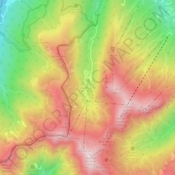 Mapa topográfico Val di Luce, altitude, relevo