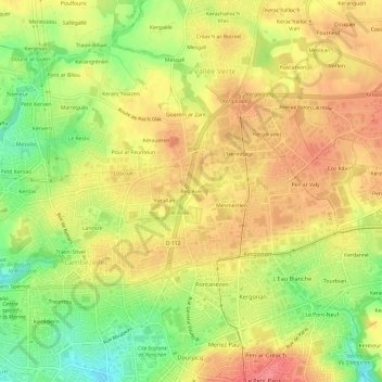 Mapa topográfico Beg Avel, altitude, relevo
