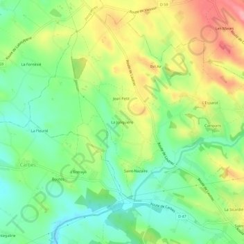 Mapa topográfico La Jonquière, altitude, relevo