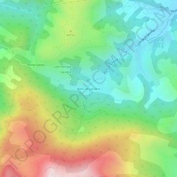 Mapa topográfico Bains de Garaibie, altitude, relevo