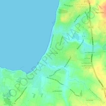 Mapa topográfico Tharon Plage, altitude, relevo