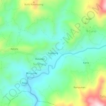 Mapa topográfico Sumbang, altitude, relevo
