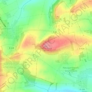 Mapa topográfico Kochersberg, altitude, relevo
