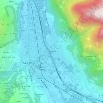 Mapa topográfico Saint-Martin, altitude, relevo