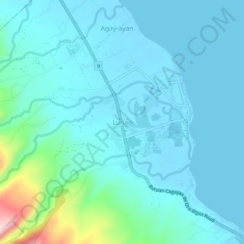 Mapa topográfico Lunao, altitude, relevo