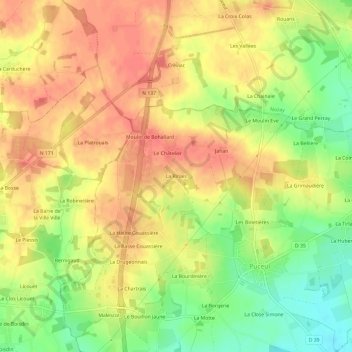 Mapa topográfico La Rinais, altitude, relevo