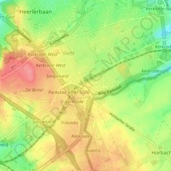 Mapa topográfico Locht, altitude, relevo