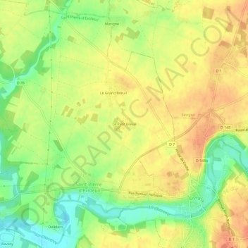 Mapa topográfico Le Petit Breuil, altitude, relevo