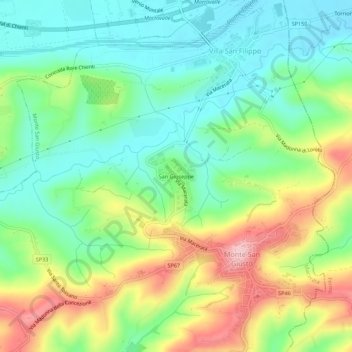 Mapa topográfico San Giuseppe, altitude, relevo