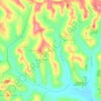 Mapa topográfico Biletta, altitude, relevo