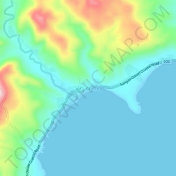 Mapa topográfico San Ignacio, altitude, relevo