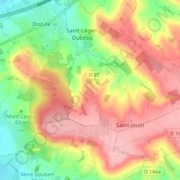 Mapa topográfico Les Panniers, altitude, relevo