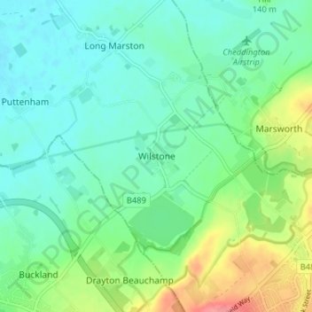 Mapa topográfico Wilstone, altitude, relevo