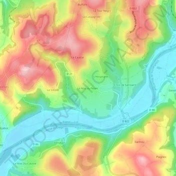 Mapa topográfico Le Mas du Noyer, altitude, relevo