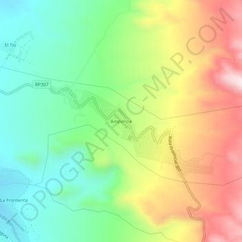 Mapa topográfico Ampimpa, altitude, relevo