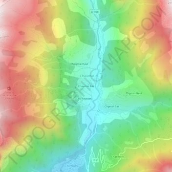 Mapa topográfico Chaumie Bas, altitude, relevo