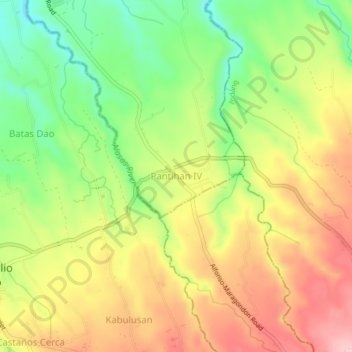 Mapa topográfico Pantihan IV, altitude, relevo