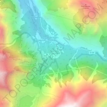 Mapa topográfico La Danchère, altitude, relevo