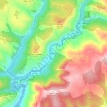 Mapa topográfico Espanillo, altitude, relevo