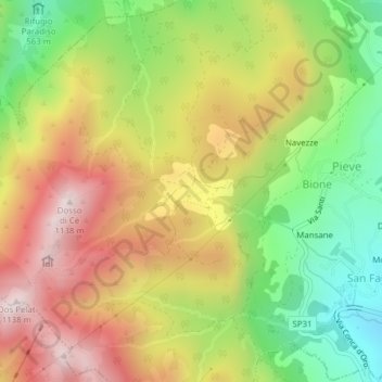 Mapa topográfico Piani di Lo, altitude, relevo