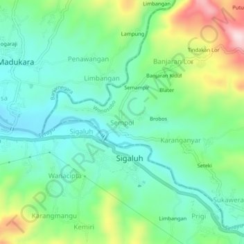 Mapa topográfico Sempol, altitude, relevo
