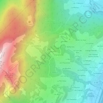 Mapa topográfico Le Peûtet, altitude, relevo